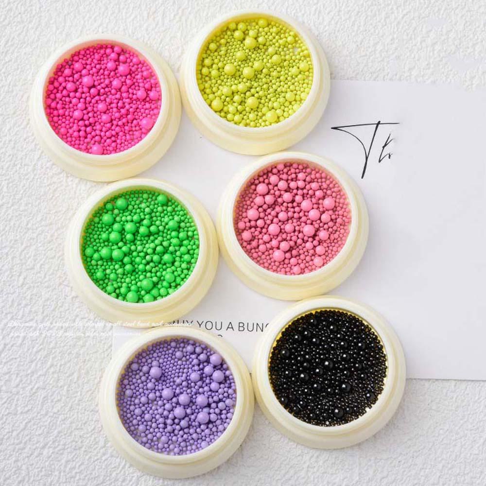 MXBEAUTY 6warna /set|Manik-manik Kaviar Nail Art, Berbentuk Bola Bulat|Manik-manik Bahan Baja Kuku, Perlengkapan Kuku Warna-Warni Nail Micro Balls Hiasan Kuku Untuk Anak Perempuan