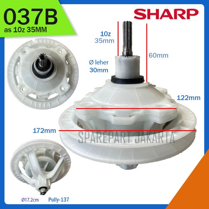 Gearbox Mesin cuci Sharp 2 tabung 14 kg + pully -GIBRAN15
