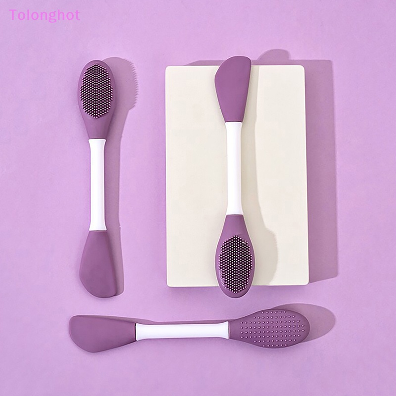 Tolonghot&gt; 1Pc Sikat Masker Wajah Silikon Kepala Ganda Pijat Wajah Sikat Pembersih DIY Mud Film Scraper Facial Brush Care Tool well