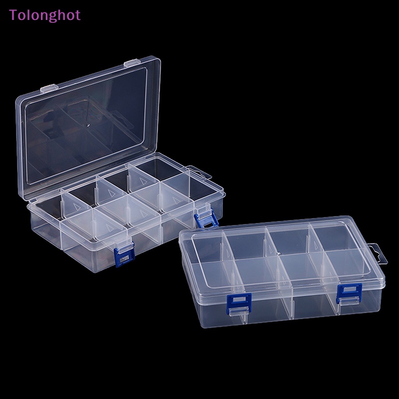 Tolonghot&gt; al Tool Case 20*13.5*4.5cm Besar 8kisi Kotak Penyimpanan Plastik Sekrup Komponen Elektronik Transparan Organizer well