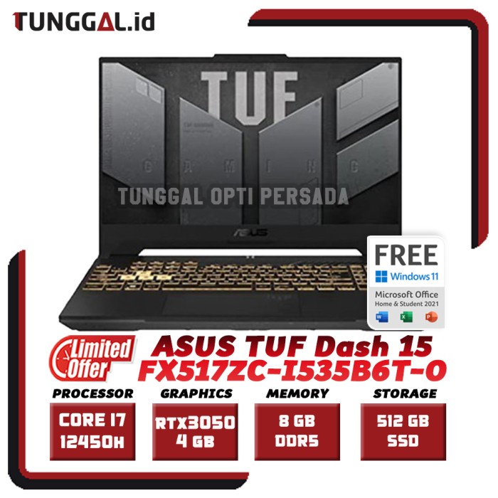 ASUS TUF Dash F15 RTX 3050 CORE i5 15,6" OLED 144Hz 8GB 512GB W11+OHS