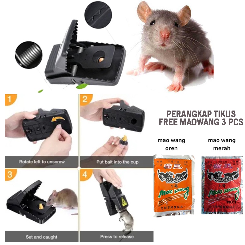 Perangkap Tikus Jebakan Mouse Trap Jepit Umpan Pest Control Reuseable Gratis Maowang Racun Tikus AMPUH