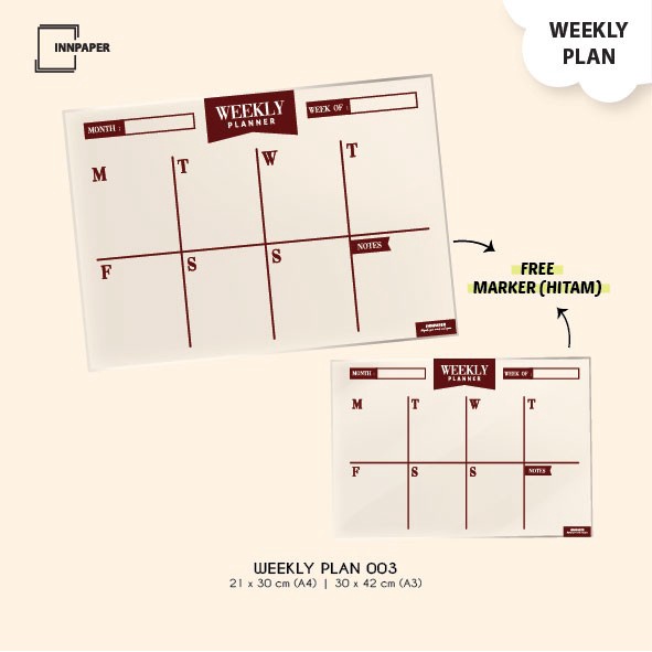 

✨BISA COD✨ -ACRYLIC WEEKLY PLANNER - Weekly 003 - A4