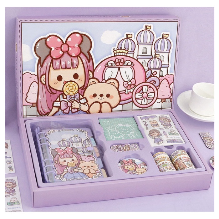 

Diary Set Buku Jurnal Binder Aesthetic - Journal Kit Set Kado Birthday - Ungu, polos