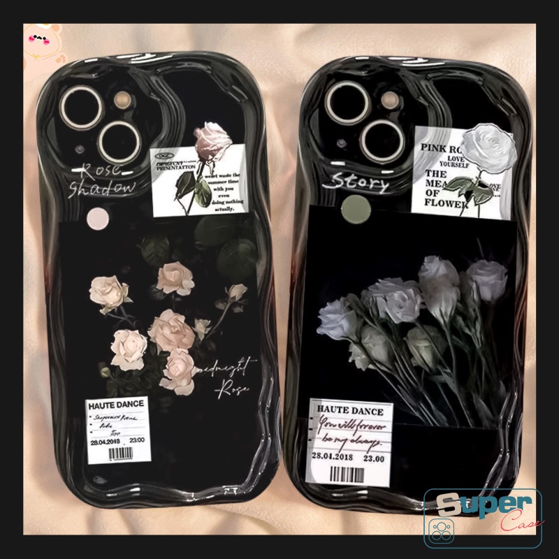 Case Untuk Samsung A24 A14 A04s A13 A02s A03 A23 A32 A03s A12 A04 A50 A20s A30 A21s A10s A52 A51 A31 A20 A11 A30s Lukisan Minyak Bunga Label 3D Wavy Curved Edge Soft Glossy Case