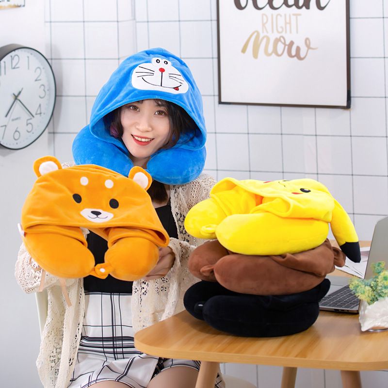 【Debora Mall】MOMODA  Cute Neck Pillow DORAEMON  PIKACHU NECK PILLOWTRAVEL /Bantal Leher Halus Lembut Terbaru Lucu Bantal Sandaran Mewah Tidur Busa Travel Portabel Mobil Pesawat Bus Kereta Kantor