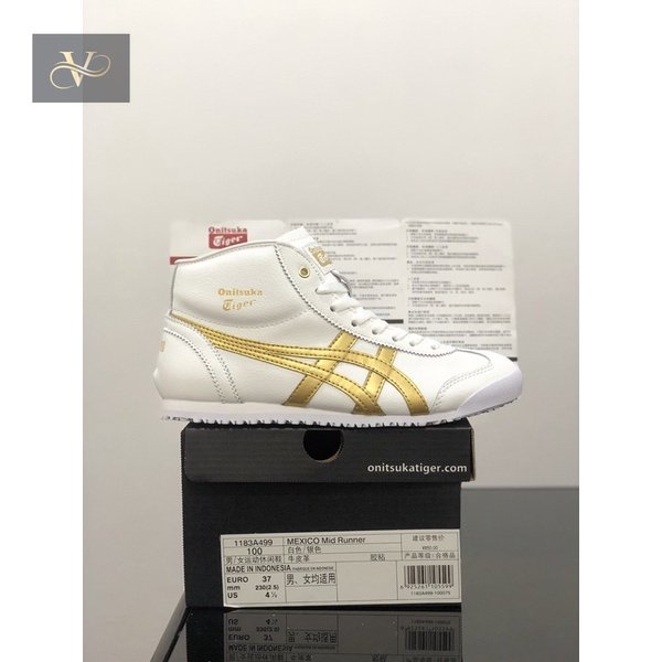 Sneakers Sepatu  T** Mid Runner White Gold V185