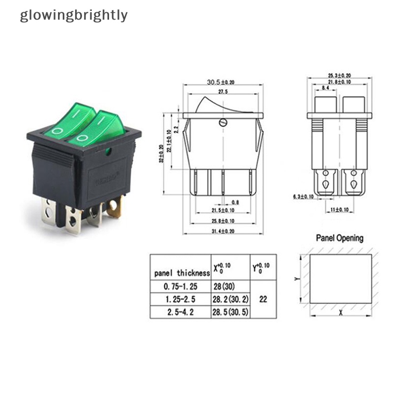 [glowingbrightly] Kcd4 KCD6 4/6PIN Saklar Lampu Ganda Rocker Switch ON-OFF Saklar Listrik Kapal TFX