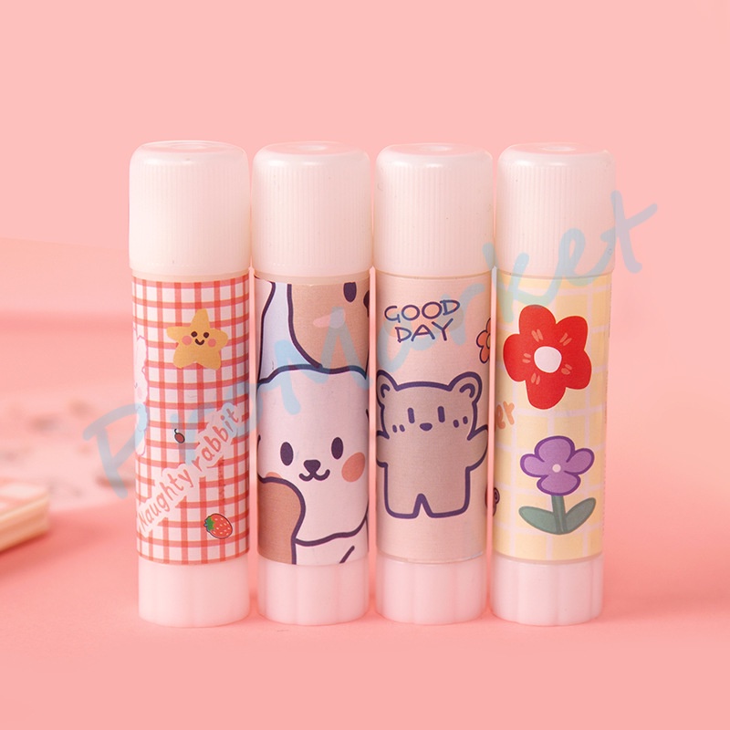 PRO SOLID GUM GLUE STICK KARTUN  Lem Stik Stick Lem Kertas Alat Tulis Sekolah Anak Alat Tulis Aesthetic Kartun Kindergarten Viskositas Tinggi Kuat