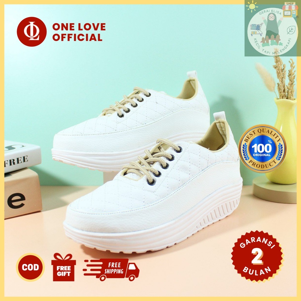 Sepatu Wanita Sneakers One Love RAPUNZEL Warna Hitam Putih Kuning Cream Salem Ukuran 36 Sampai 40 Ba