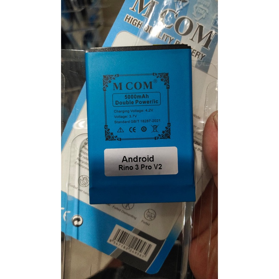 [ 5000 MAH [ 5000mah ] - Baterai MCOM ANDROID RINO 3 PRO - RINO3 PRO [ Konektor PINGGIR ]   - NEW Ba
