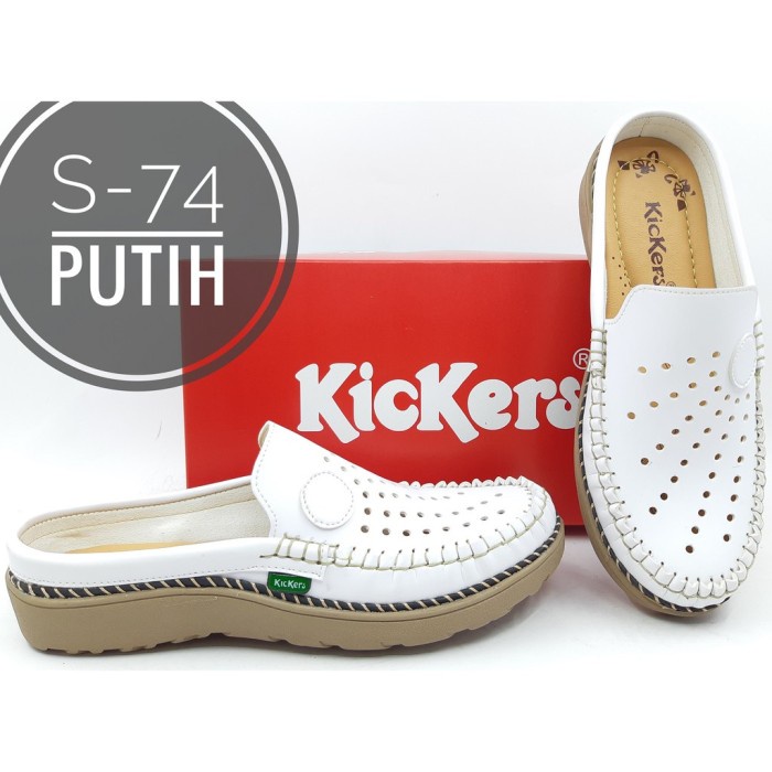 PROMO Sandal Slip On Wanita Original Kickers / Sepatu Wanita Murah Q58 - Putih, 36