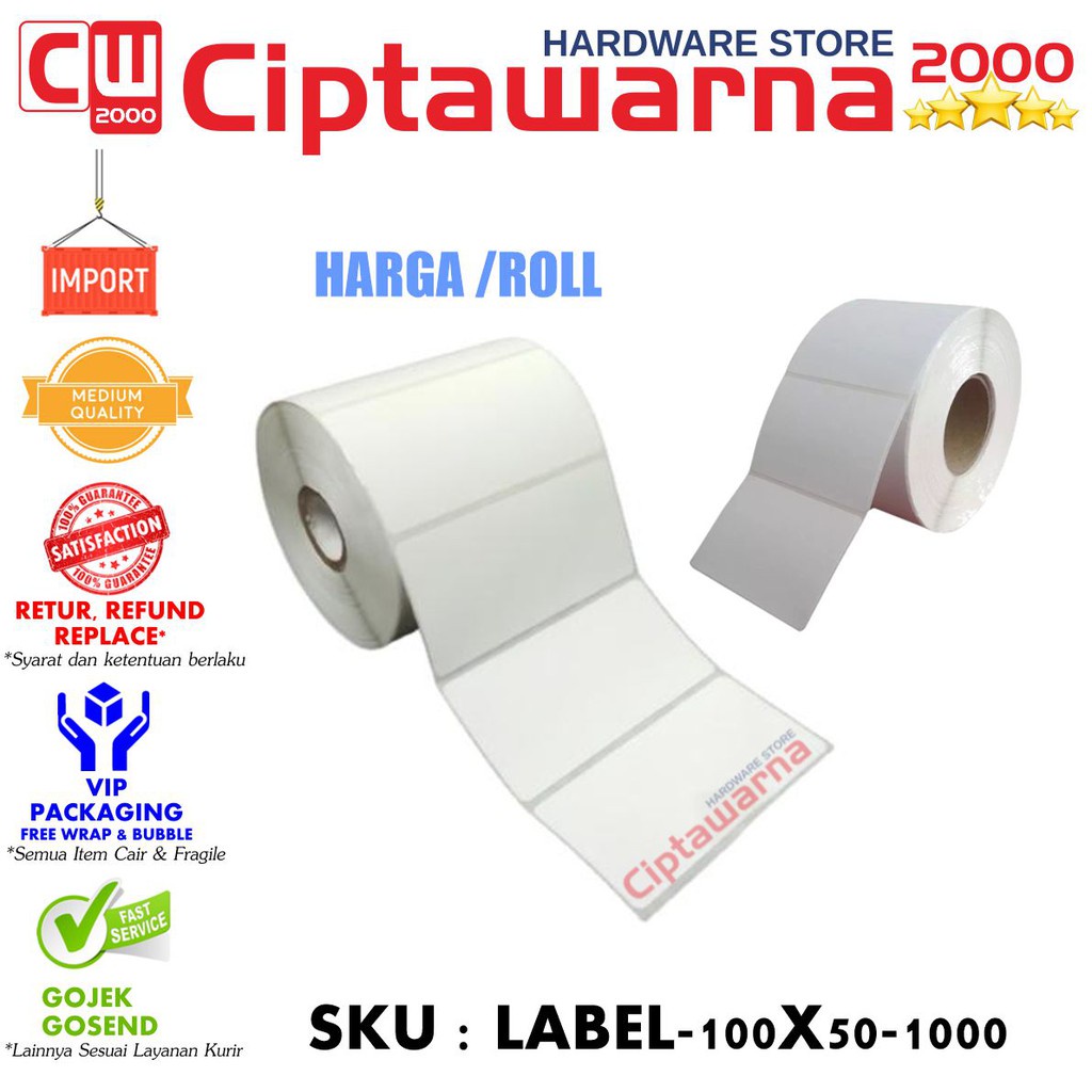 

Label Kertas Sticker Barcode Produk Ukuran 100mm X 50mm Isi 1.000 Pcs