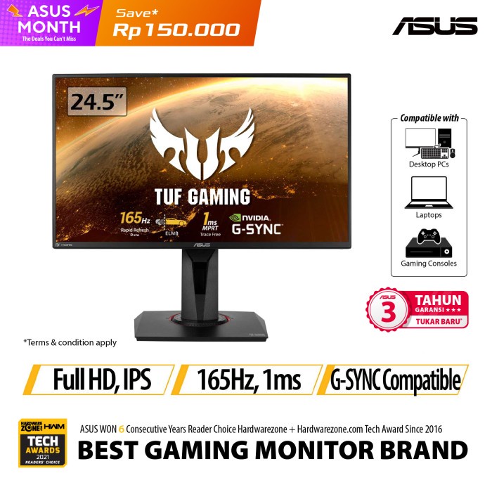 Monitor LED ASUS TUF Gaming VG259QR 24.5" 165Hz 1ms VG259 QR Speaker