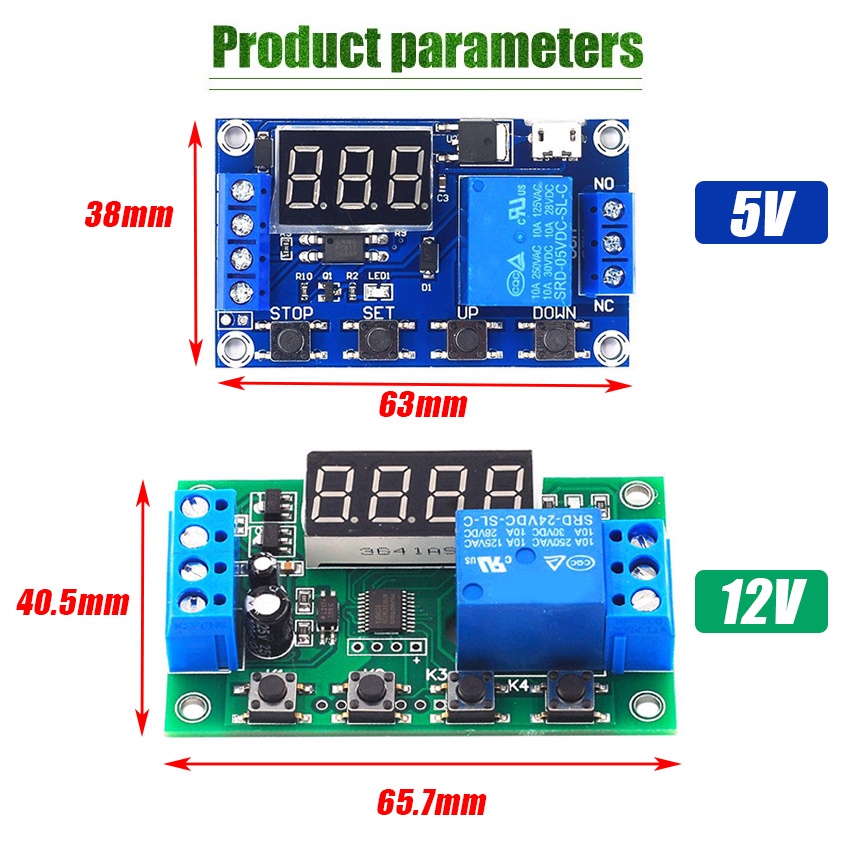 YYC-2S Modul Relay Timer Delay Timer DC 5V 12V 5A Adjustable
