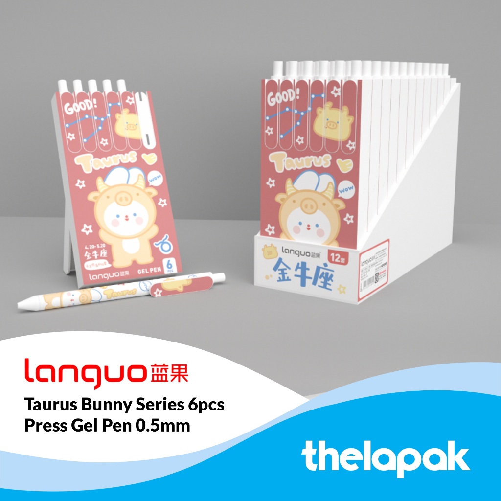 

Pulpen Gel 0.5mm Set 6pcs Languo Zodiac Bunny Taurus Pen Tinta Hitam