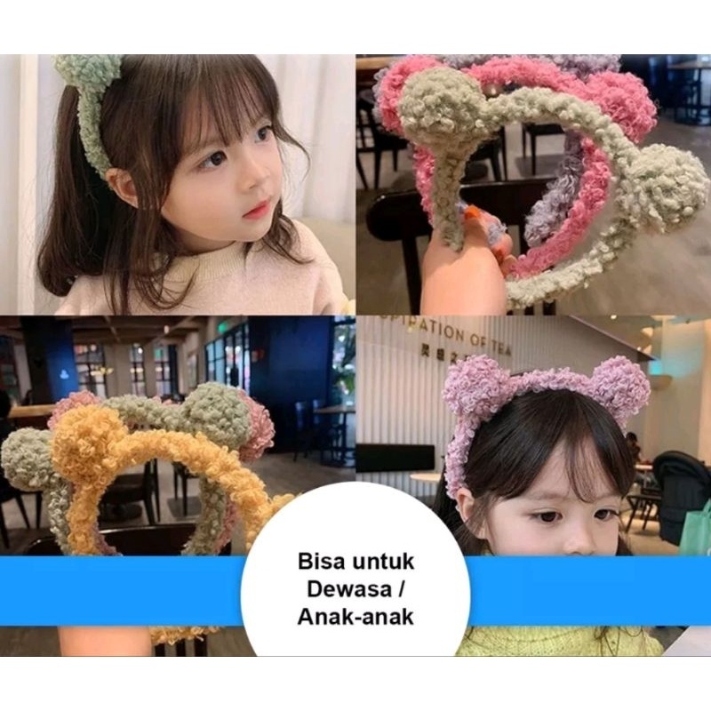 BANDO KOREA LUCU MOTIF TELINGA BAHAN BULU HALUS
