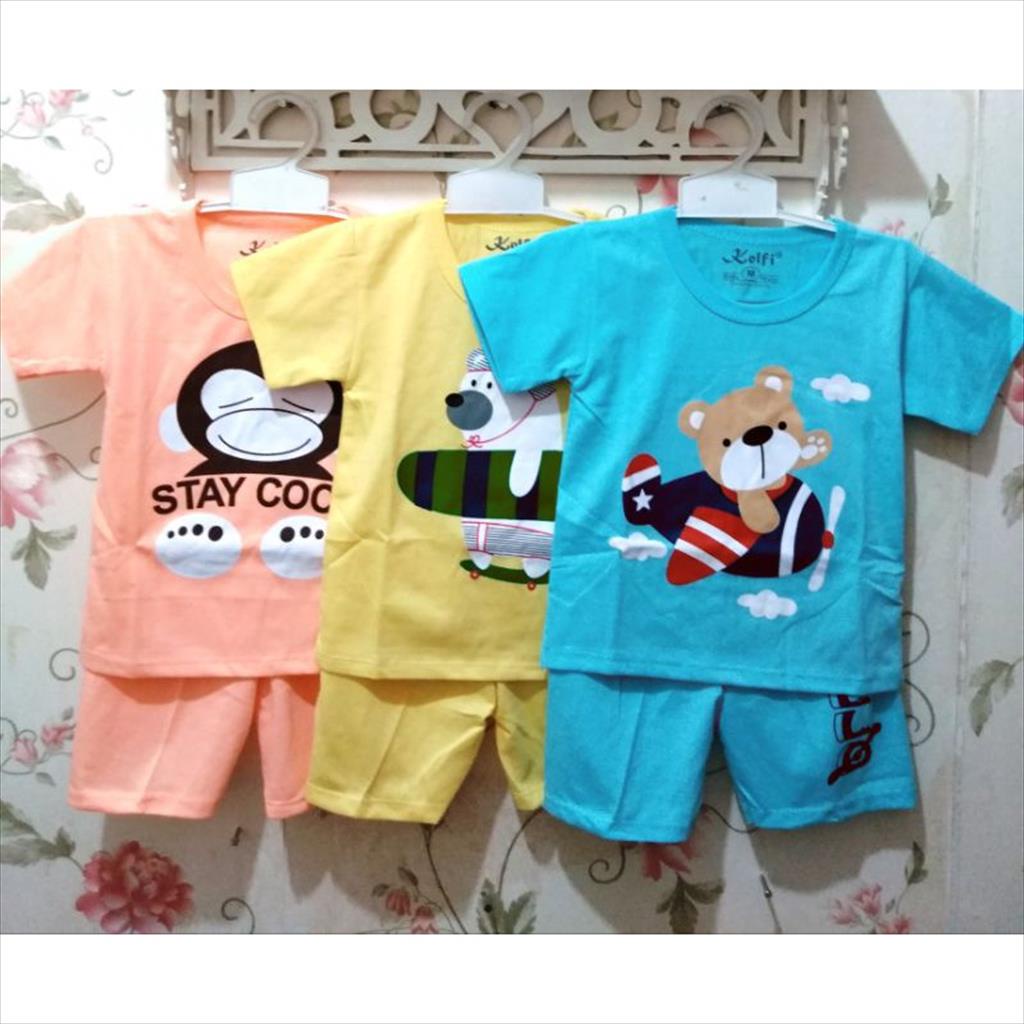KELFI Setelan anak laki-laki 1-8 tahun, baju anak cowok, pakaian anak, baju anak kelfi