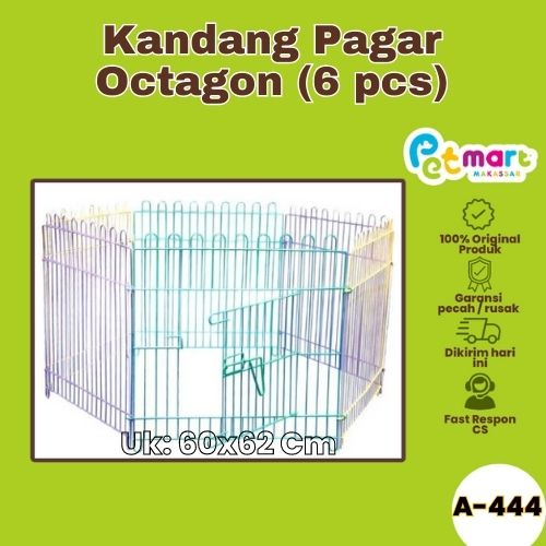 Khusus Gojek/Grab Kandang Kucing Anjing Pagar Octagon Warna Warni 6 Pcs
