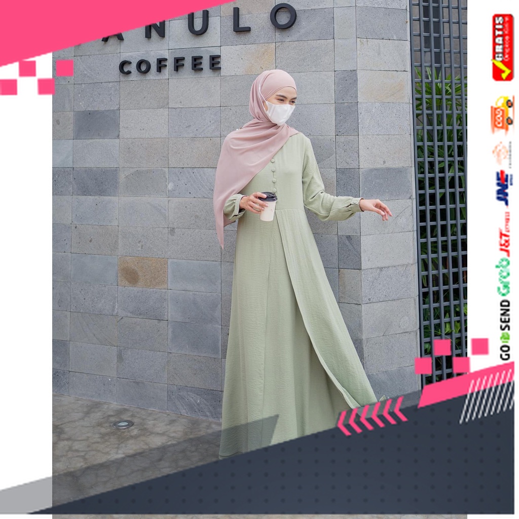 BAJU GAMIS MODEL BARU TERMURAH STYLE TRENDY /Gamis Nisya Varian Sage | Pakaian Muslim Wanita | Baju 
