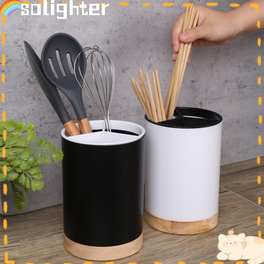 Solighter Chopstick Drainer Rak Double Layer Multi-Fungsi Rak Sendok Garpu Rumah Tangga Dapur Organizer Rak Peralatan Masak Tempat Penyimpanan