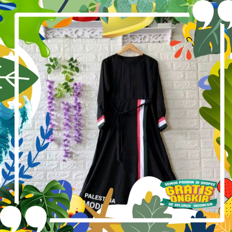 Gamis Palestina Gamis Muslim PALESTINA VERTICAL NON HIJAB Pakaian Muslim Wanita Gamis Busui/ solat s