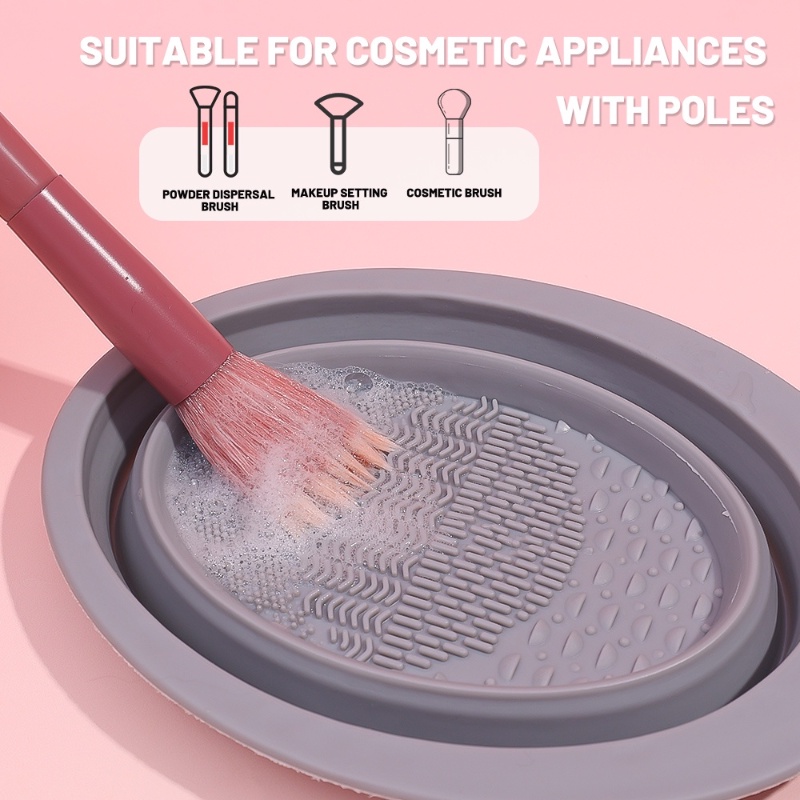 High Quality Silicone Foldable Scrub Bowl Wet And Dry Puff Wash Pad Empat Pola Kuas Makeup Pembersih Mangkuk