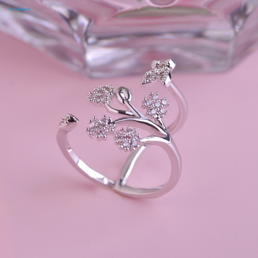 Cincin Tunangan Desain Kupu-Kupu Lilyscent Silver Lovely Jewelry Untuk Wanita Perempuan Lady