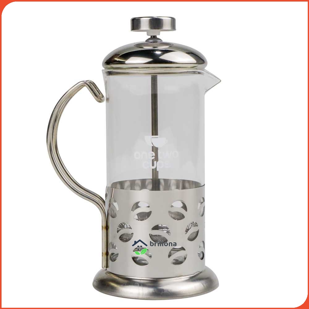 One Two Cups French Press Coffee Maker Pot Bean Pattern 350ml - KG72I