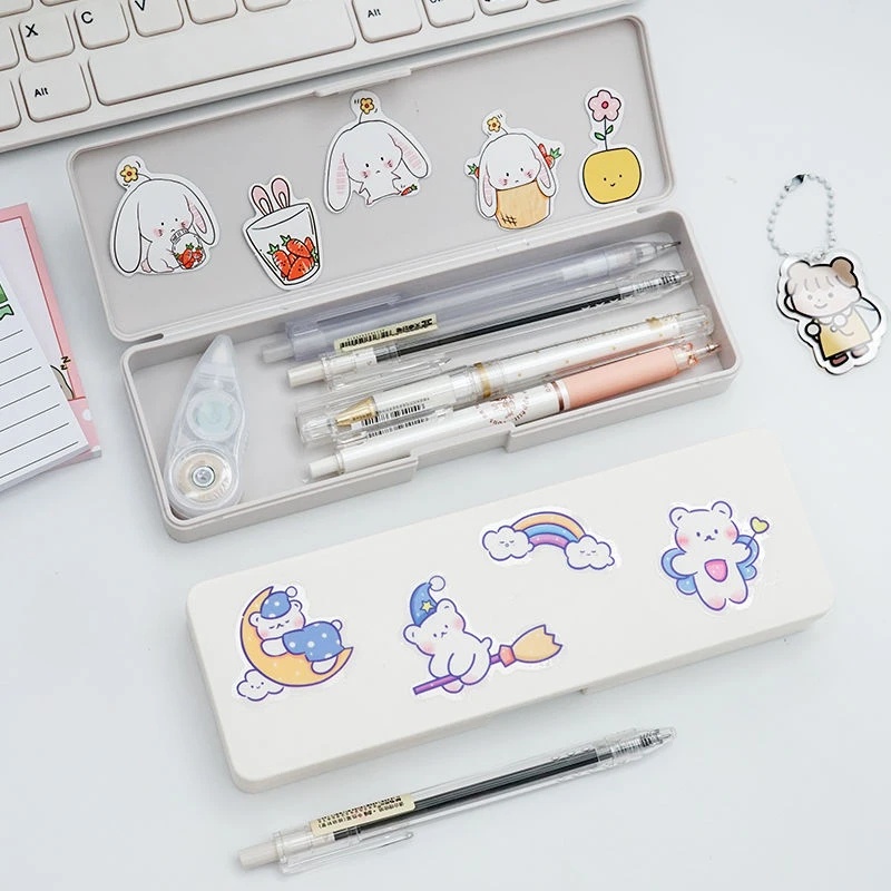 Versi Korea Ins Style PP Drop Resistant Makaron Ballpoint Pen Storage Box/Tempat Pensil Meja Siswa Penyimpanan Alat Tulis Sederhana