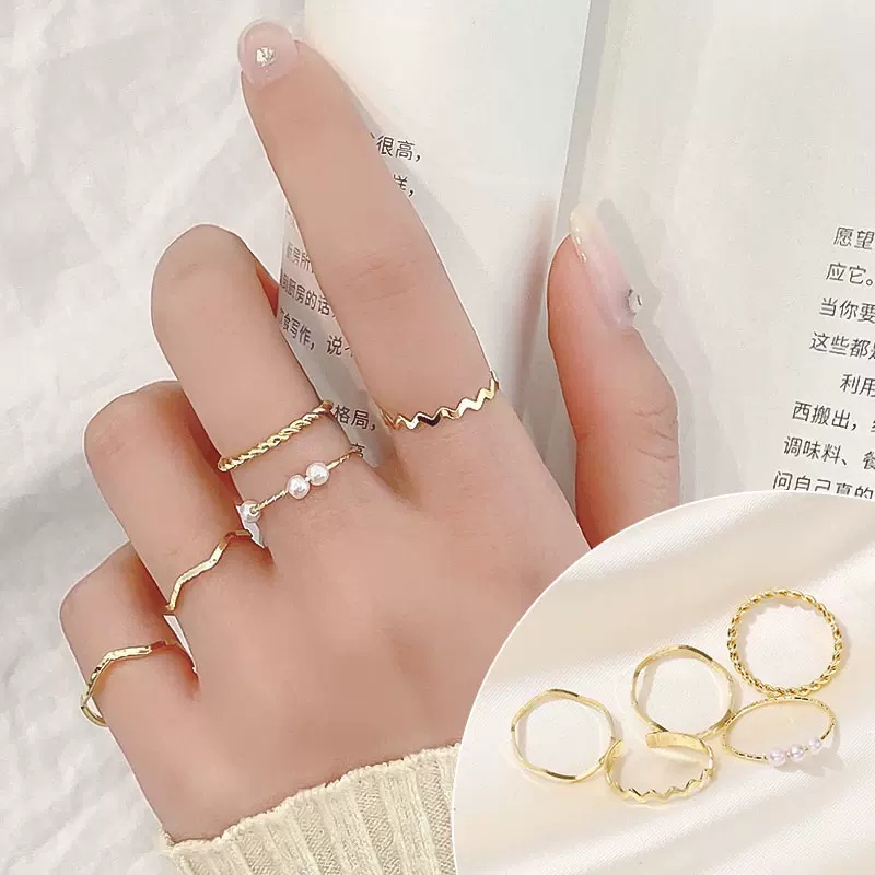 3pcs/5pcs Set Cincin Mutiara Resin Warna-Warni Untuk Aksesoris Perhiasan Wanita