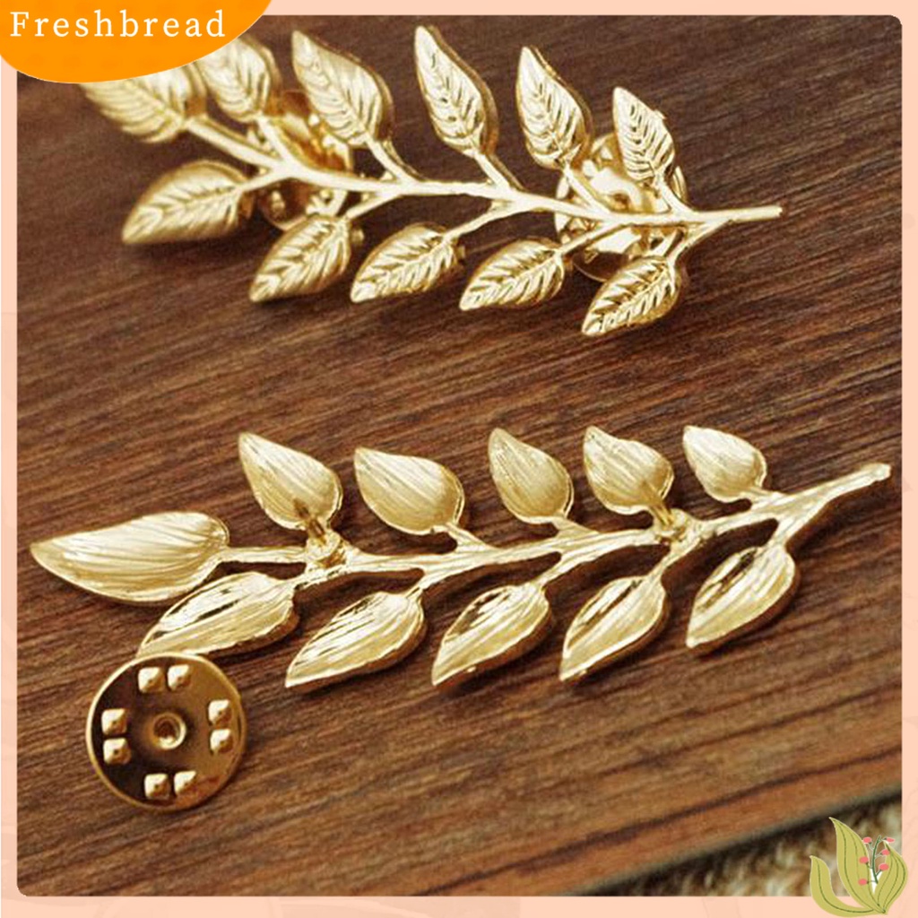 &lt; Freshbread &gt; 1pasang Pin Bros Bentuk Daun Dekorasi Perhiasan Tahan Lama Kerah Bros Pakaian Decor