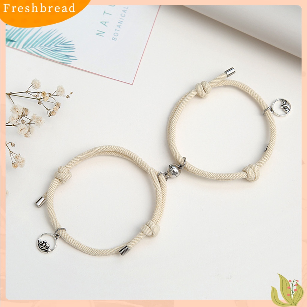 &lt; Freshbread &gt; 2Pcs ic Gelang Adjustable Pasangan Hadiah Paduan Pasangan Tali Braided Bracelet Untuk Pasangan