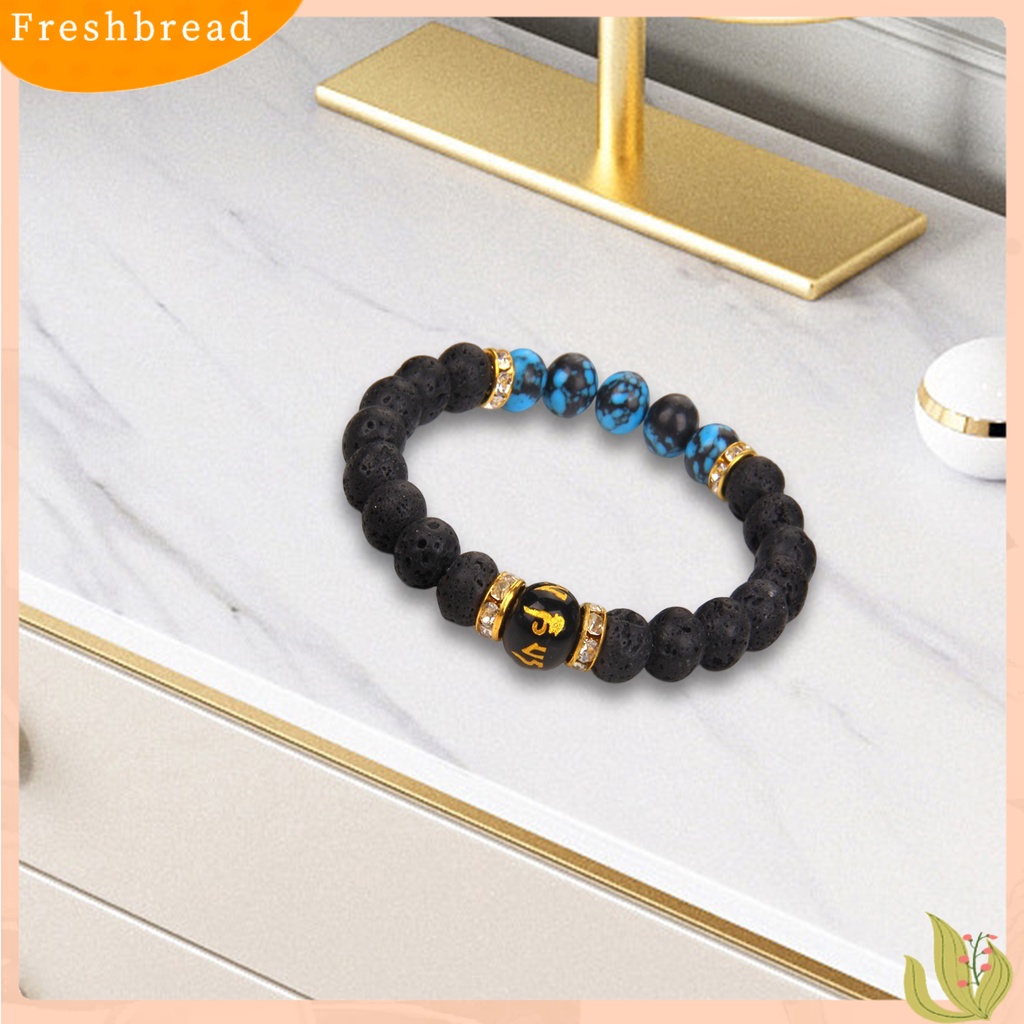 &lt; Freshbread &gt; Gelang Manik-Manik Warna-Warni Buatan Batu Manik-Manik Tali Elastis Hias Geometris Penghilang Stres Perhiasan Hadiah Pria Wanita Faux Volcanic Stone Yoga Energy Bangle