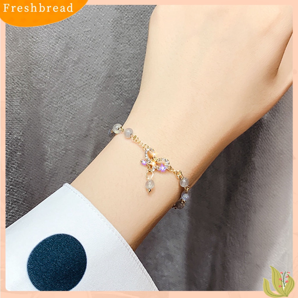 &lt; Freshbread &gt; Manik-Manik Liontin Bulan Bintang Alloy Dapat Disesuaikan Mutiara Imitasi Pasangan Gelang Tipis Untuk Anniversary