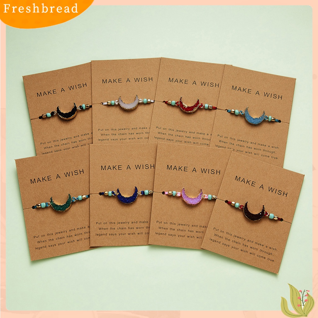 &lt; Freshbread &gt; Gelang Bergaya Ramah Kulit Adjustable Resin Fashion Moon Beaded Bracelet Untuk Wanita