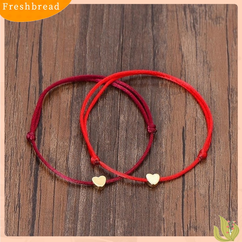 &lt; Freshbread &gt; Fashion Wanita Jantung Pesona Tali Beruntung Gelang Bangle Adjustable Perhiasan Hadiah