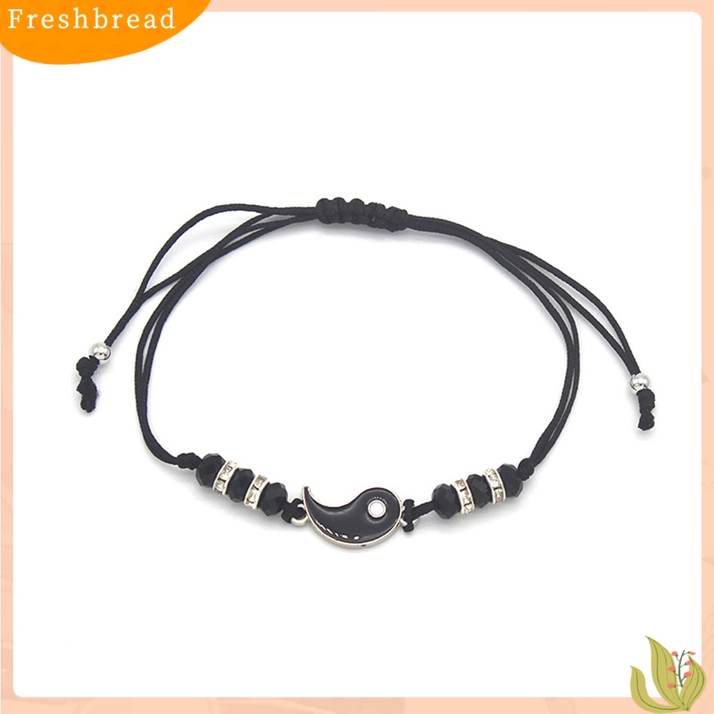 &lt; Freshbread &gt; 2Pcs Gelang Couple Adjustable Bahan Alloy Anti Karat Tidak Luntur Bergaya Gelang Liontin Untuk Wanita