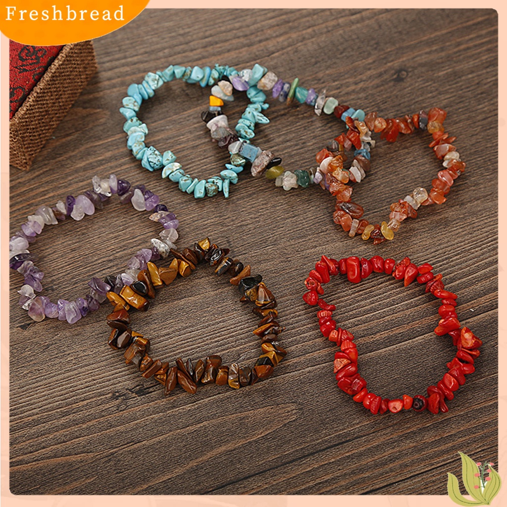 &lt; Freshbread &gt; Tali Elastis Handmade Batu Gelang Ringan Tidak Teratur Permata Imitasi Wanita Gelang Tangan Dekorasi