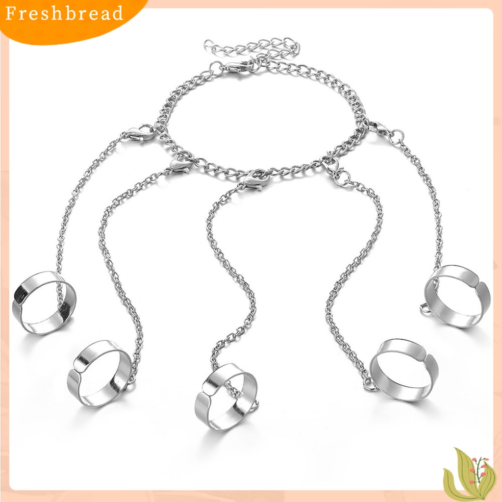 &lt; Freshbread &gt; Removable Multilayer Rantai Warna Silver Hand Harness Gelang Punk Geometris Pria Cincin Gelang Perhiasan Aksesoris