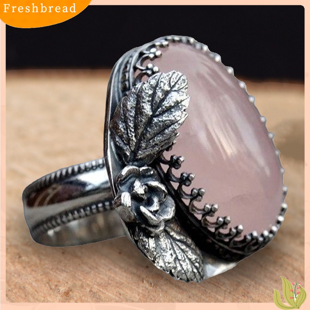 &lt; Freshbread &gt; Wanita Cincin Ukiran Bunga Daun Wanita Vintage Berlian Imitasi Jari Cincin Perhiasan Hadiah