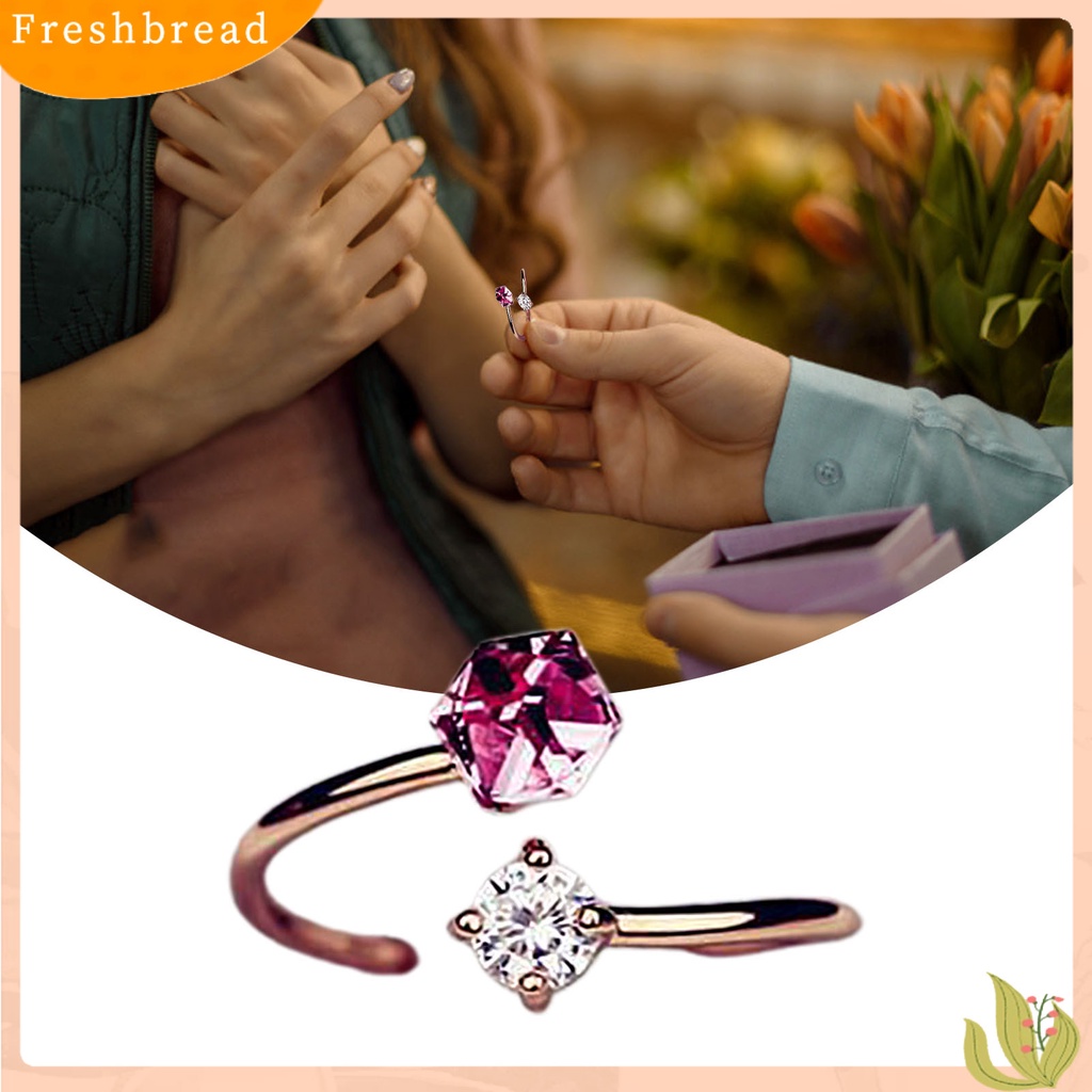 < Freshbread > Cincin Terbuka Dapat Disesuaikan Wanita Perhiasan Cubic Zirconia Warna-Warni Untuk Pertunangan