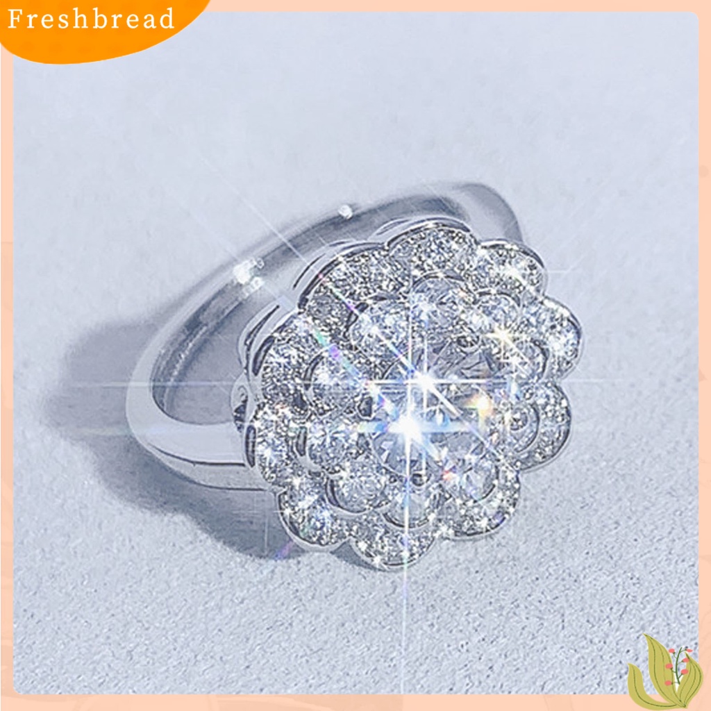 &lt; Freshbread &gt; Cincin Wanita Bersinar Hias Manis Cubic Zirconia Finger Ring Untuk Pesta