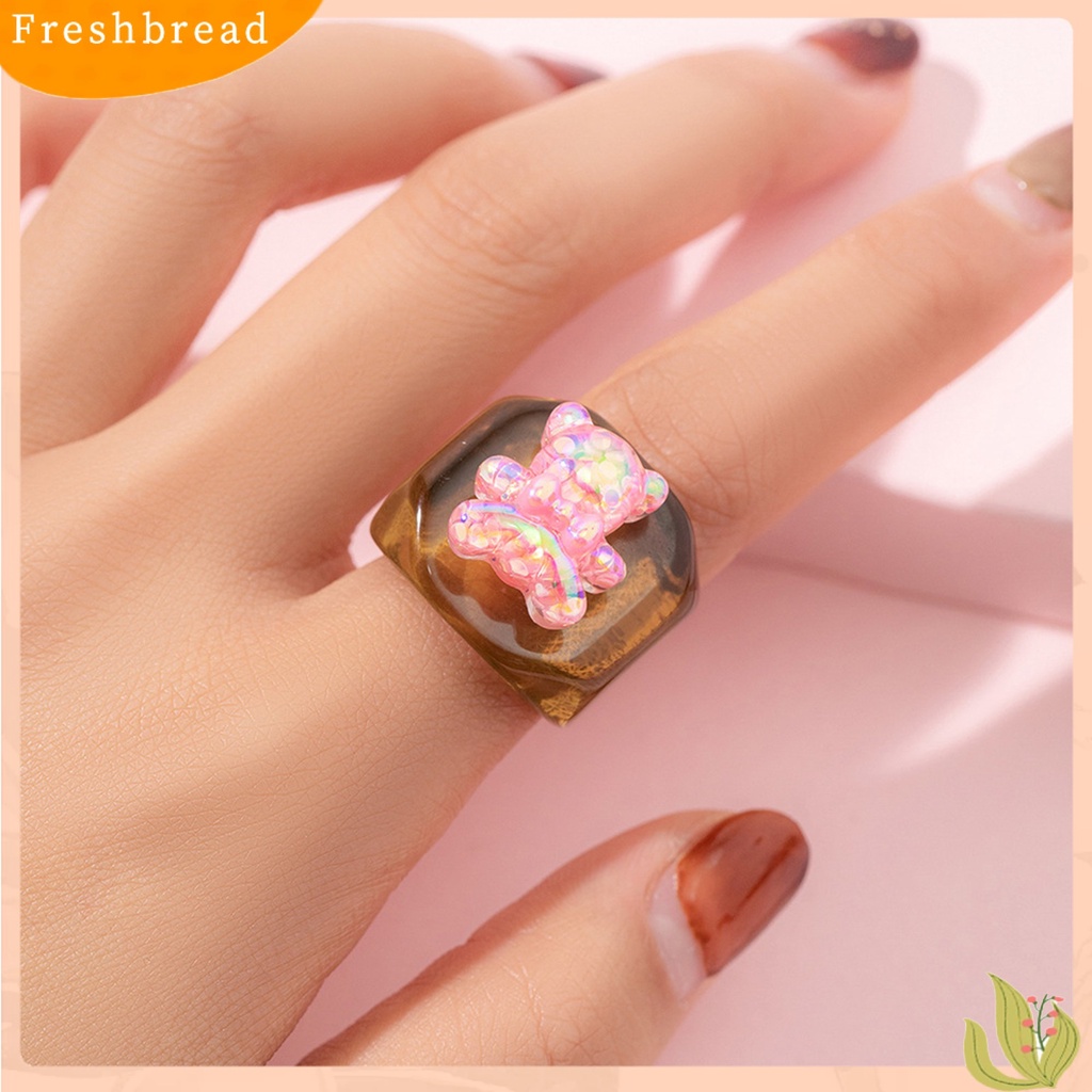 &lt; Freshbread &gt; Cincin Jari Pita Lebar Lucu Trendy Unik Colorful Cincin Resin Multi Gaya Untuk Anak Perempuan
