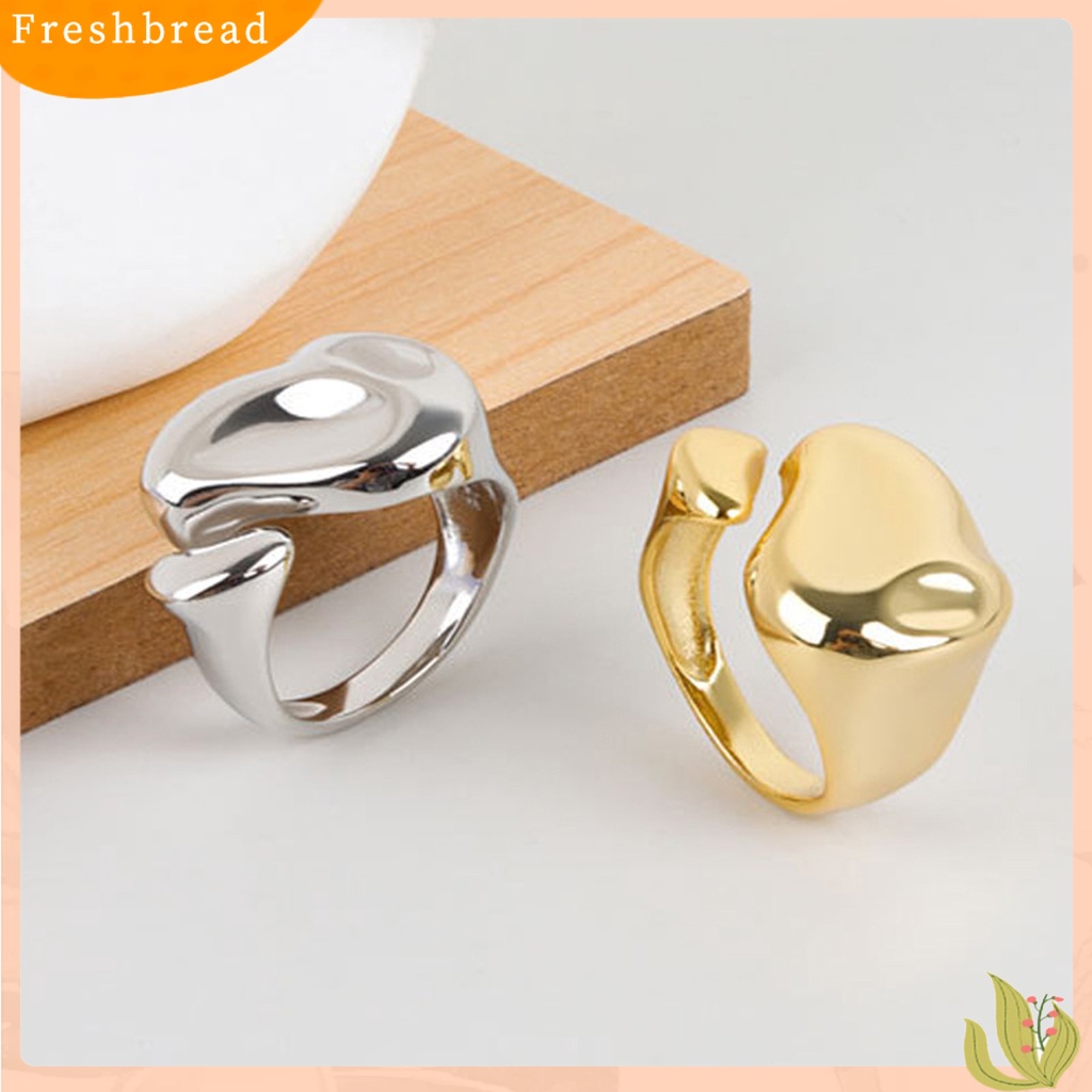 &lt; Freshbread &gt; Knuckle Ring Adjustable Electroplating High Gloss Geometris Menawan Dekorasi Hypoallergenic Lebar Tidak Teratur Terbuka Cincin Perhiasan Aksesoris