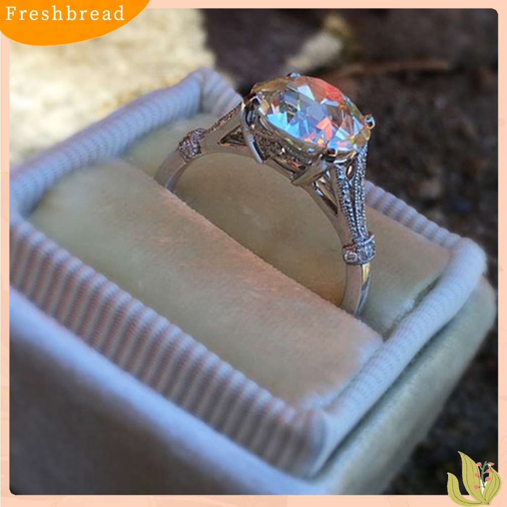 &lt; Freshbread &gt; Fashion Wanita Putaran Besar Cubic Zirconia Pernikahan Pertunangan Jari Cincin Perhiasan