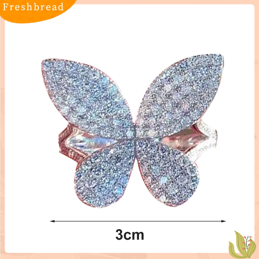 &lt; Freshbread &gt; Wanita Cincin Pembukaan Adjustable Bright Luster Mewah Penuh Berlian Imitasi Kupu-Kupu Cincin Perhiasan Aksesoris