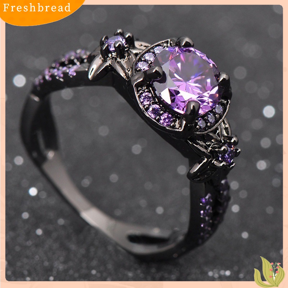 &lt; Freshbread &gt; Wanita Elegan Imitasi Amethyst Bertatahkan Jari Cincin Pernikahan Pertunangan Perhiasan Hadiah