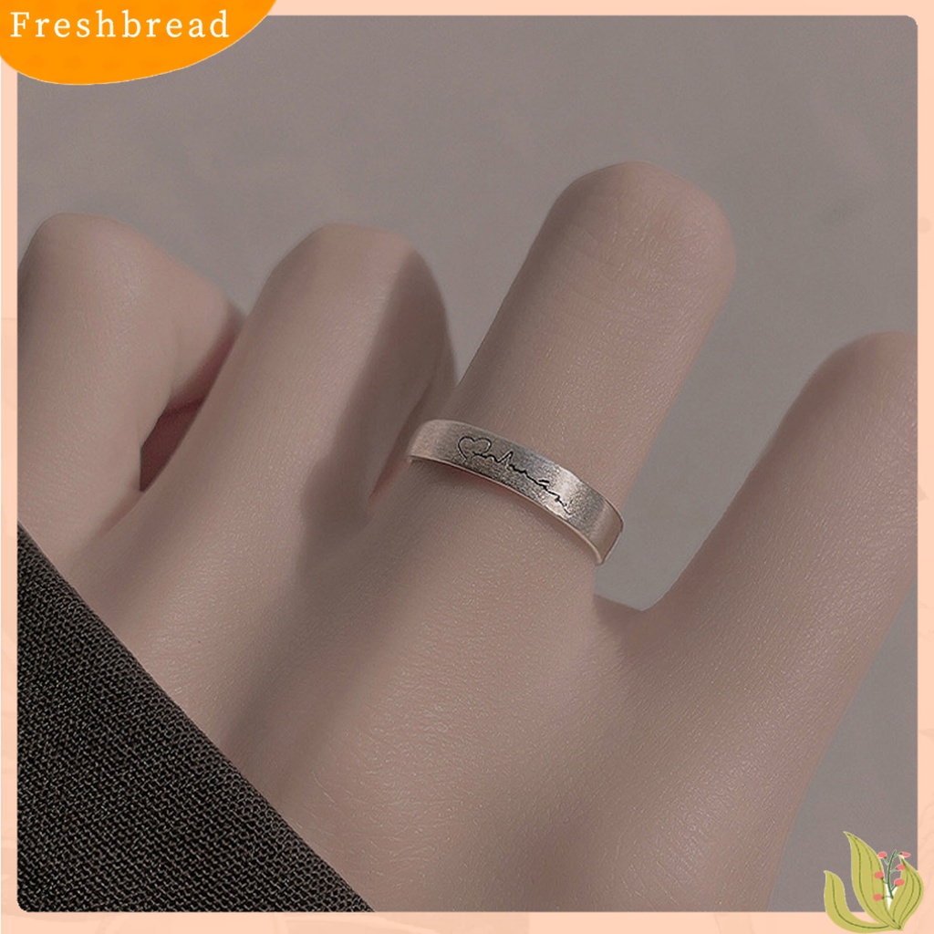 &lt; Freshbread &gt; Cincin Wanita Ujung Terbuka Desain Elektrokardiogram Geometris Electroplating Hias Copper Silver-color Finger Ring Untuk Pakaian Sehari-Hari