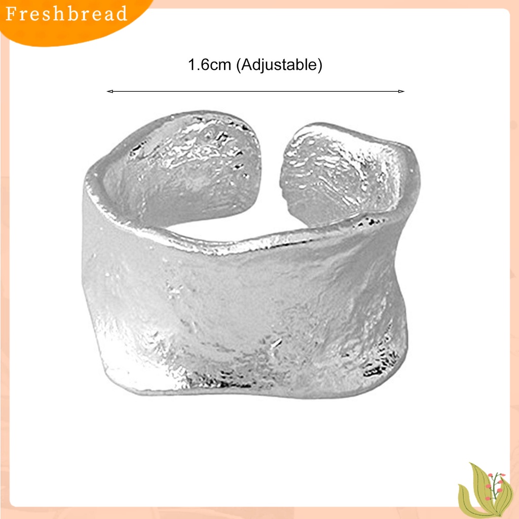 &lt; Freshbread &gt; Openging Adjustable Women Ring Alloy Permukaan Kasar Lebar Klasik Cincin Perhiasan Accessaries